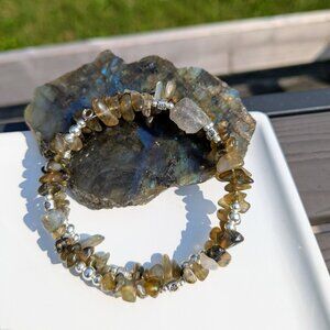 Natural Labradorite Raw Crystal Bracelet